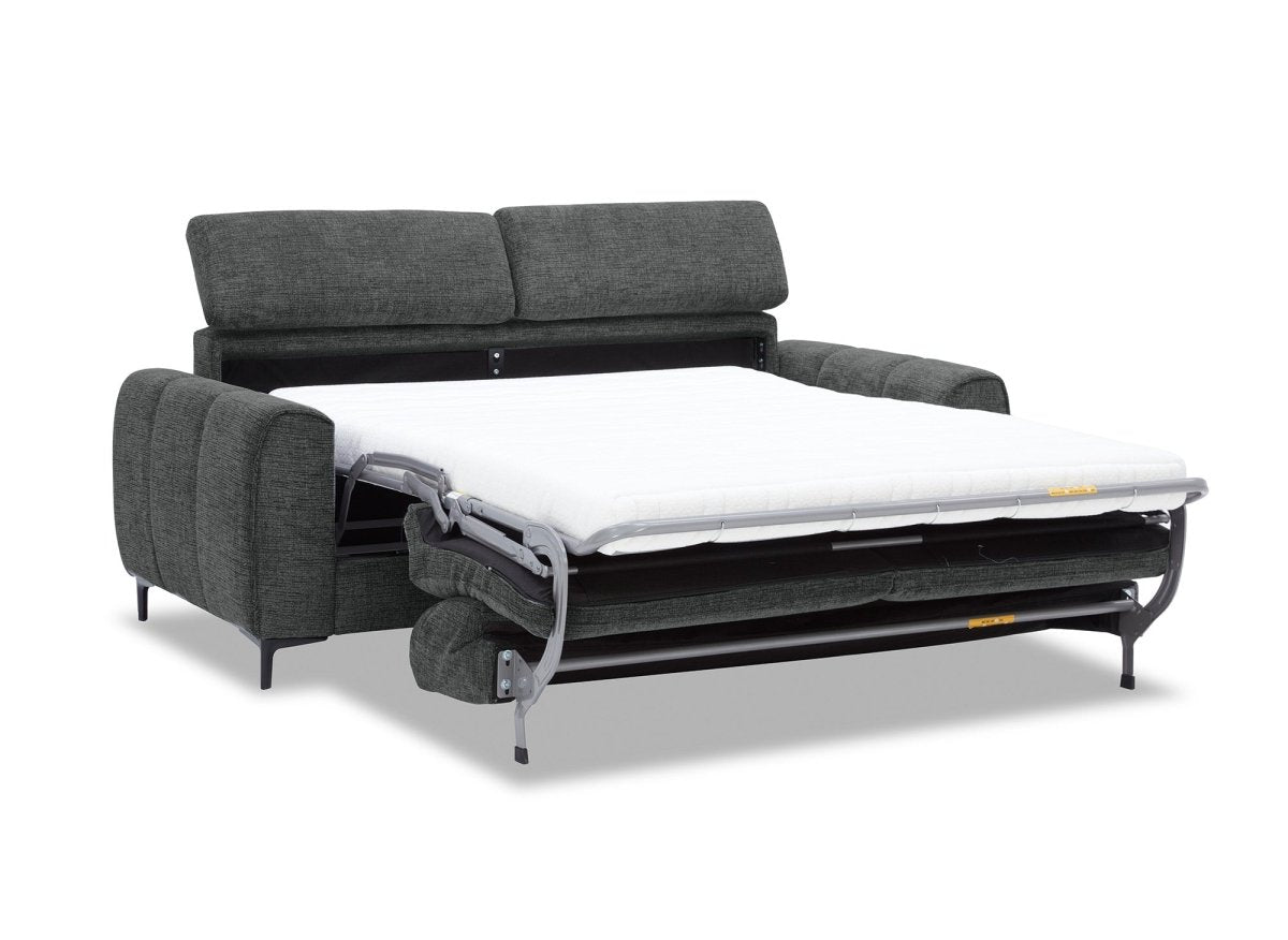 Canapé convertible express 3 places en velours texturé gris CALEB - DécoInParis