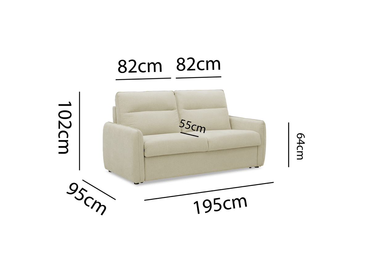 Canapé convertible express 3 places matelas 15 cm en tissu texturé beige ADILIO - DécoInParis