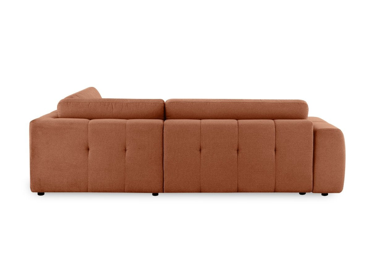 Canapé d'angle convertible avec coffre en tissu terracotta HAVEN - Angle droit - DécoInParis