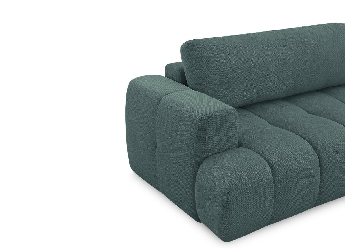 Canapé d'angle convertible avec coffre en tissu vert olive HAVEN - Angle droit - DécoInParis