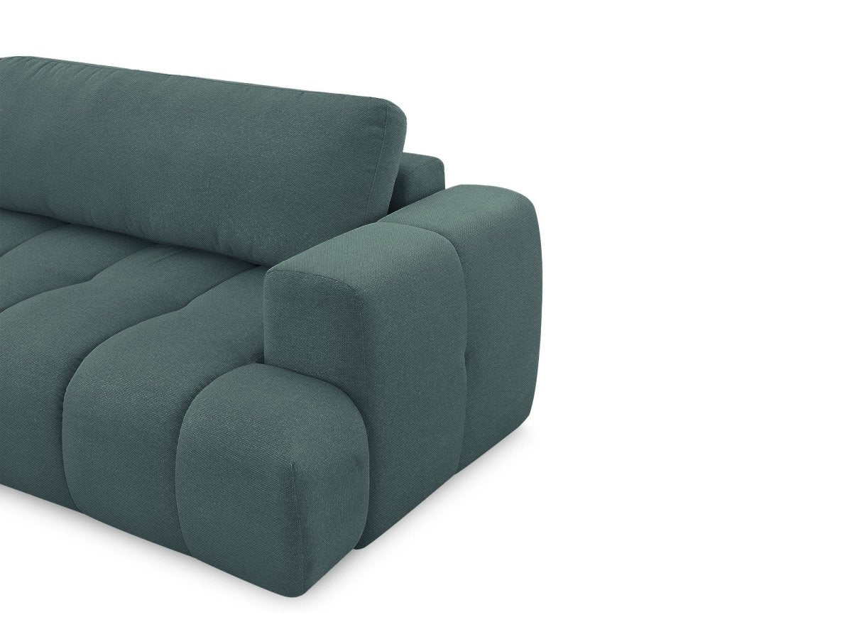 Canapé d'angle convertible avec coffre en tissu vert olive HAVEN - Angle gauche - DécoInParis