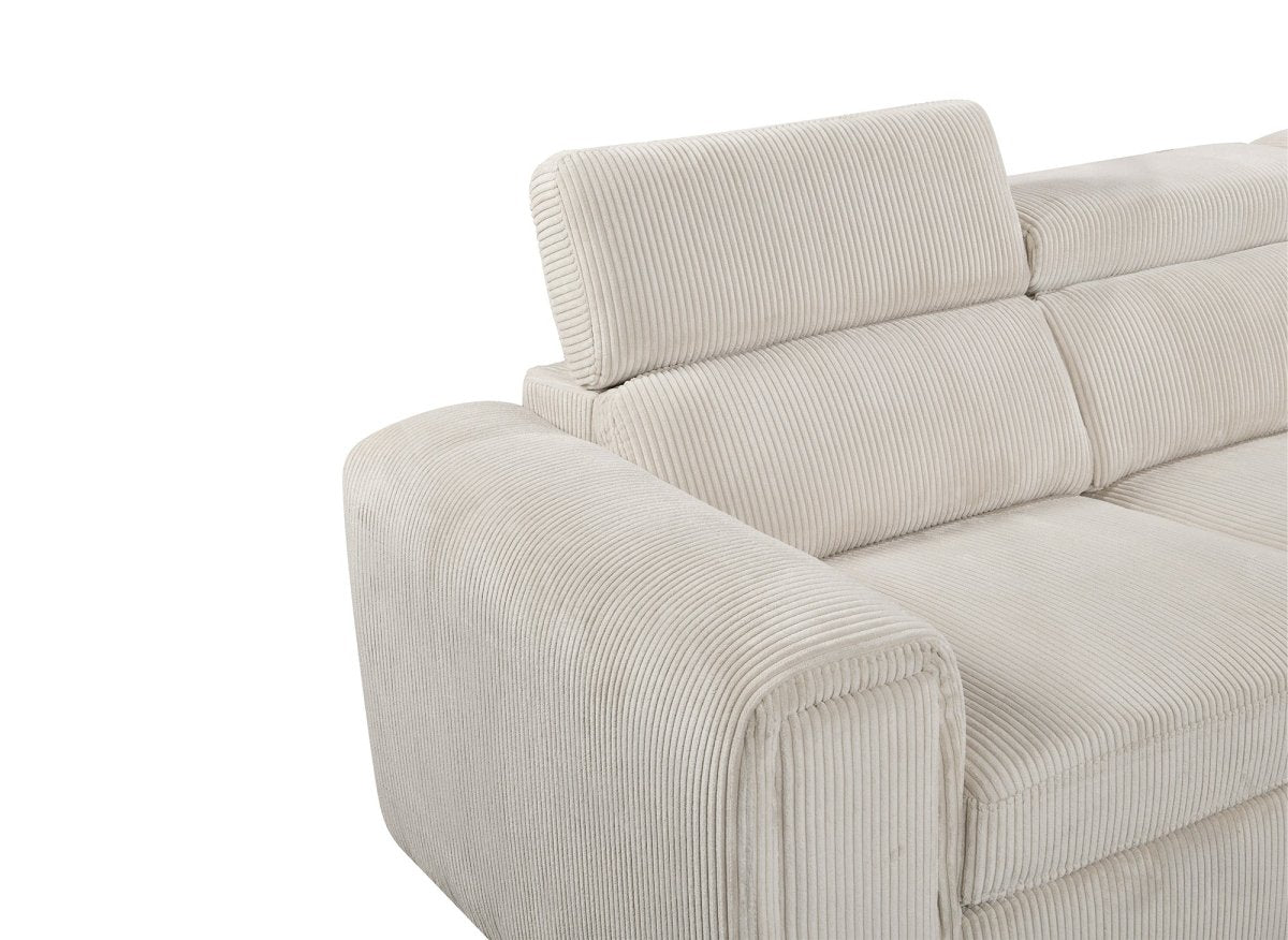 Canapé d'angle convertible avec coffre en velours côtelé épais beige ZENOVA - Angle droit - DécoInParis