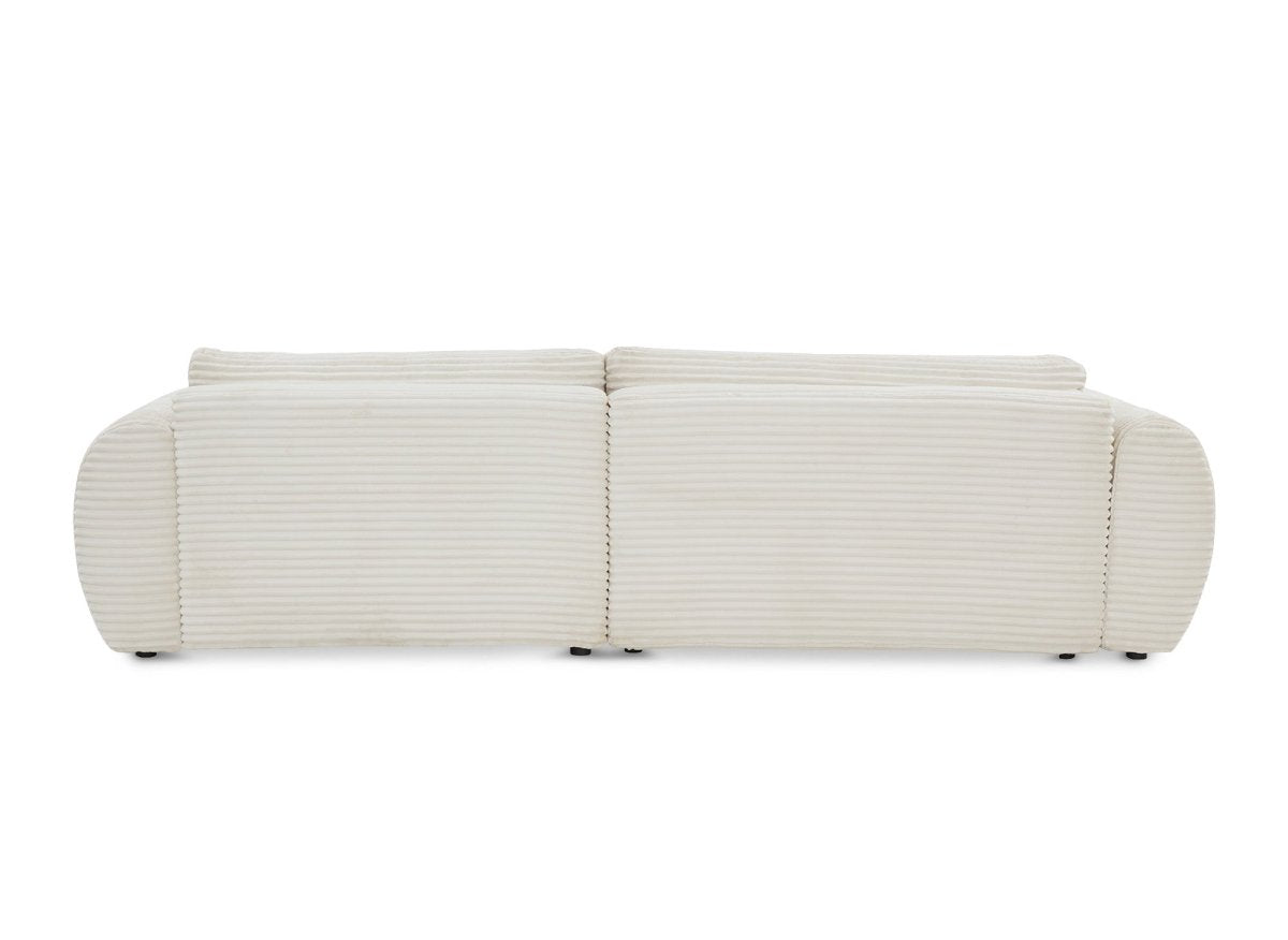 Canapé d'angle convertible avec coffre en velours gros côtelé doux beige TILDA - Angle droit - DécoInParis