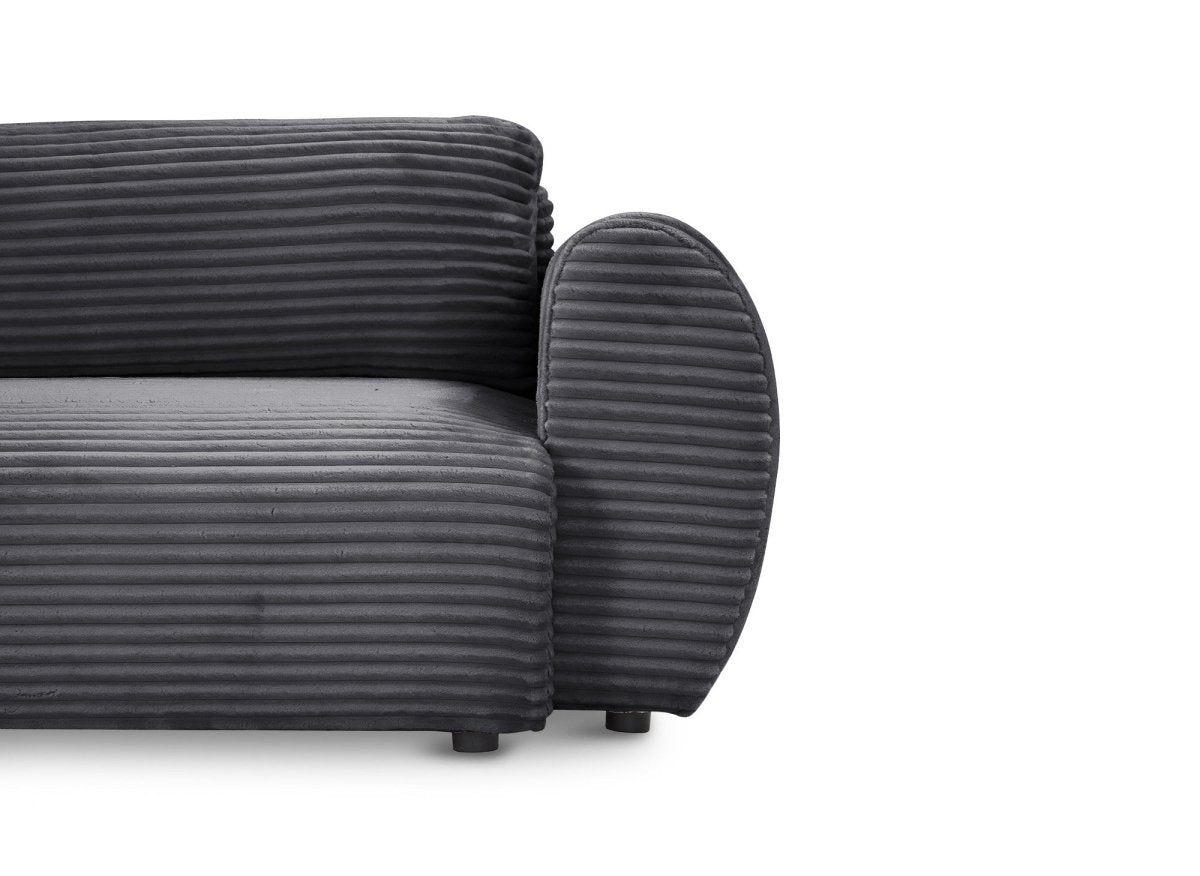 Canapé d'angle convertible avec coffre en velours gros côtelé doux gris TILDA - Angle gauche - DécoInParis