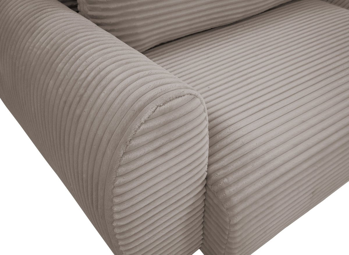 Canapé d'angle convertible avec coffre en velours gros côtelé doux taupe TILDA - Angle droit - DécoInParis