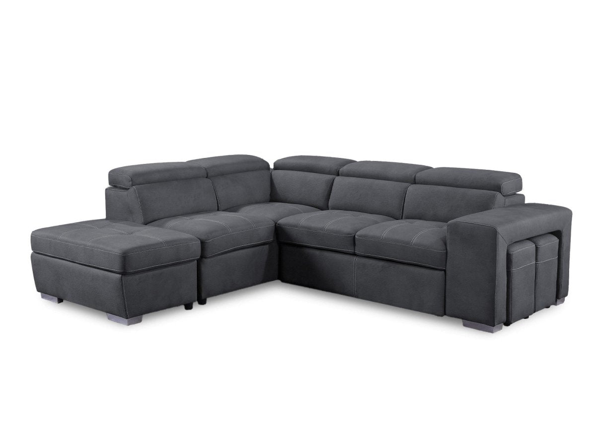 Canapé d'angle convertible en tissu gris DAVON - angle gauche - DécoInParis