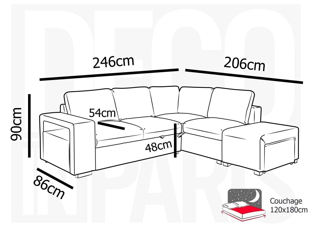 Canapé d'angle convertible en tissu gris foncé ALBAN - Angle droit - DécoInParis
