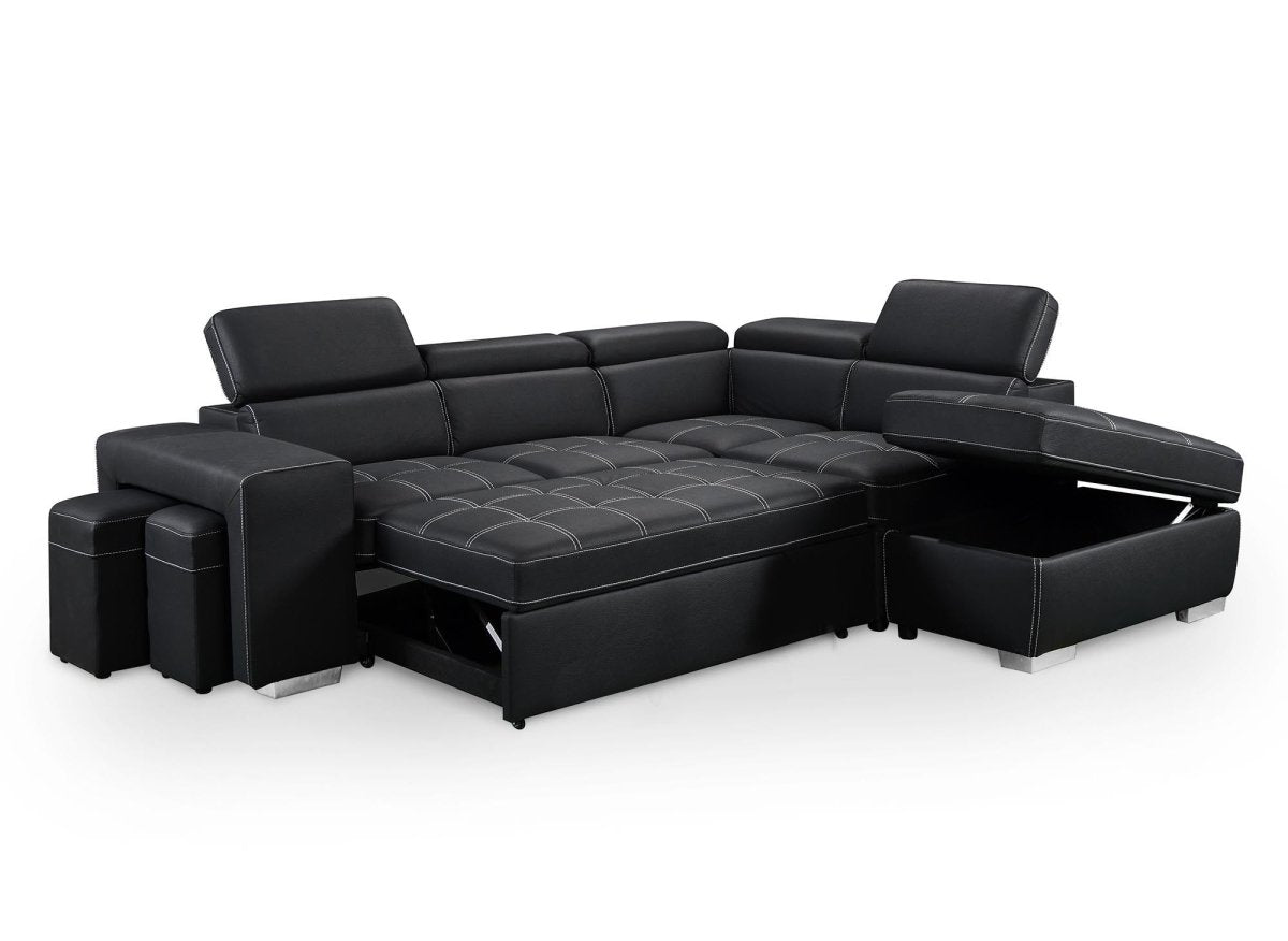 Canapé d'angle convertible en tissu noir DAVON - angle droit - DécoInParis