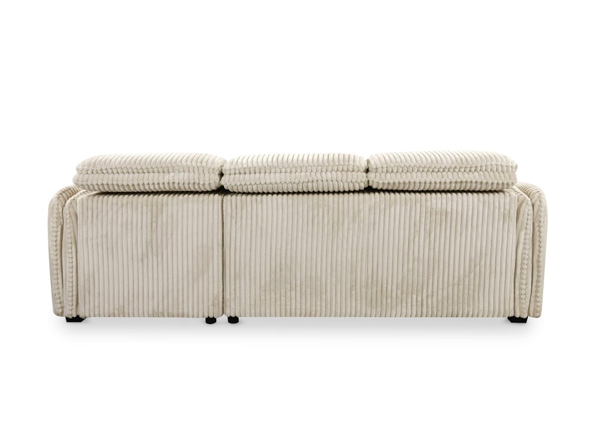 Canapé d'angle convertible en velours côtelé épais beige ISABELLA - Angle droit - DécoInParis