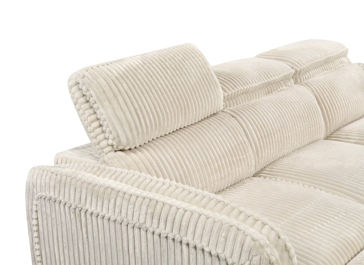 Canapé d'angle convertible en velours côtelé épais beige ISABELLA - Angle droit - DécoInParis