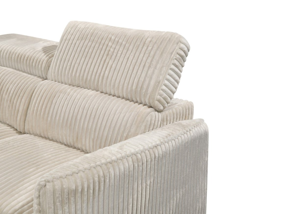 Canapé d'angle convertible en velours côtelé épais beige NAIROBI - Angle gauche - DécoInParis