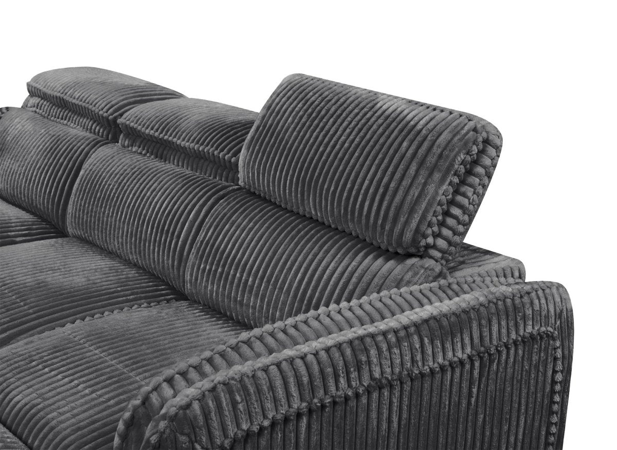Canapé d'angle convertible en velours côtelé épais gris ISABELLA - Angle gauche - DécoInParis