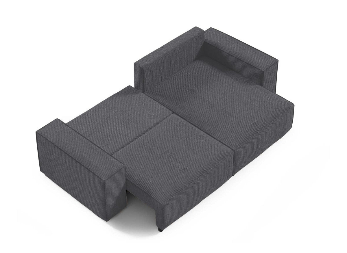 Canapé d'angle convertible et réversible avec coffre en velours côtelé gris anthracite JADE MINI - DécoInParis