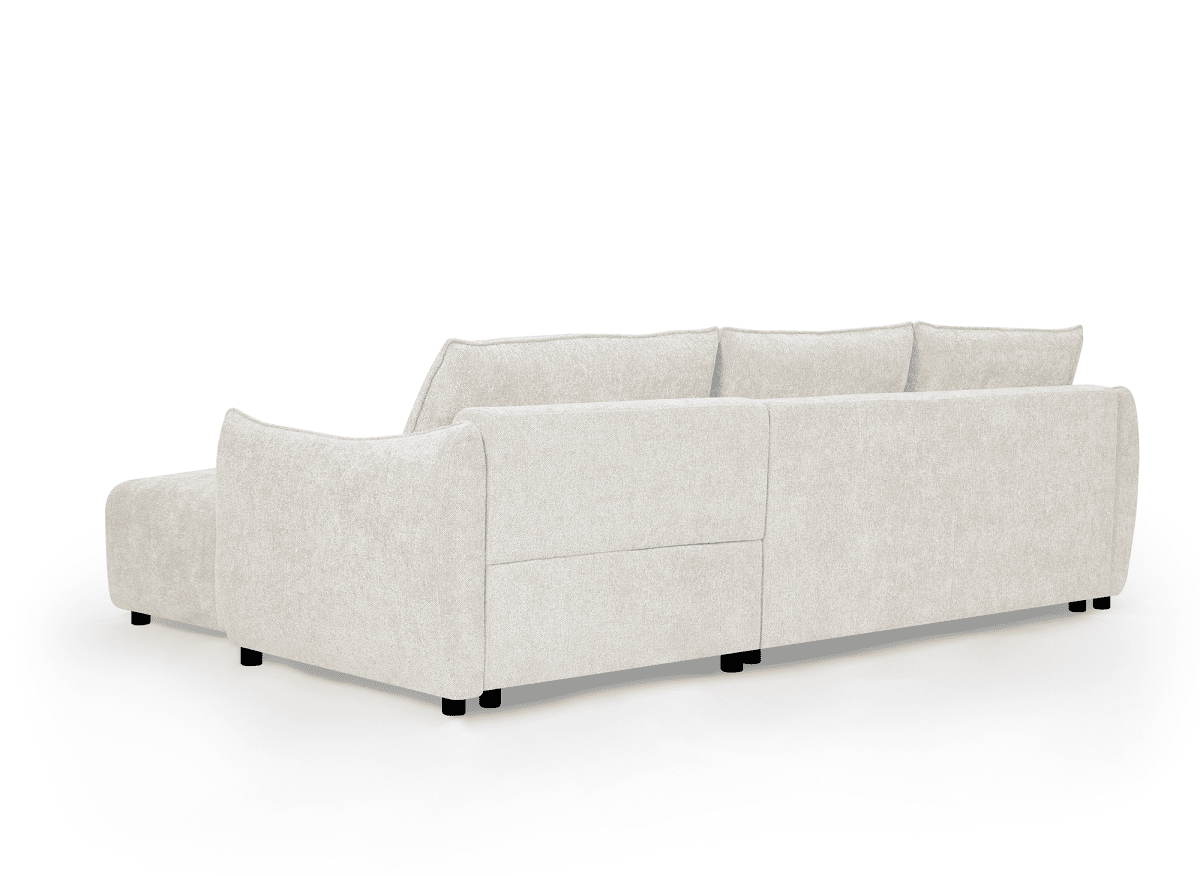 Canapé d'angle convertible et réversible en velours chiné beige MYSA - DécoInParis