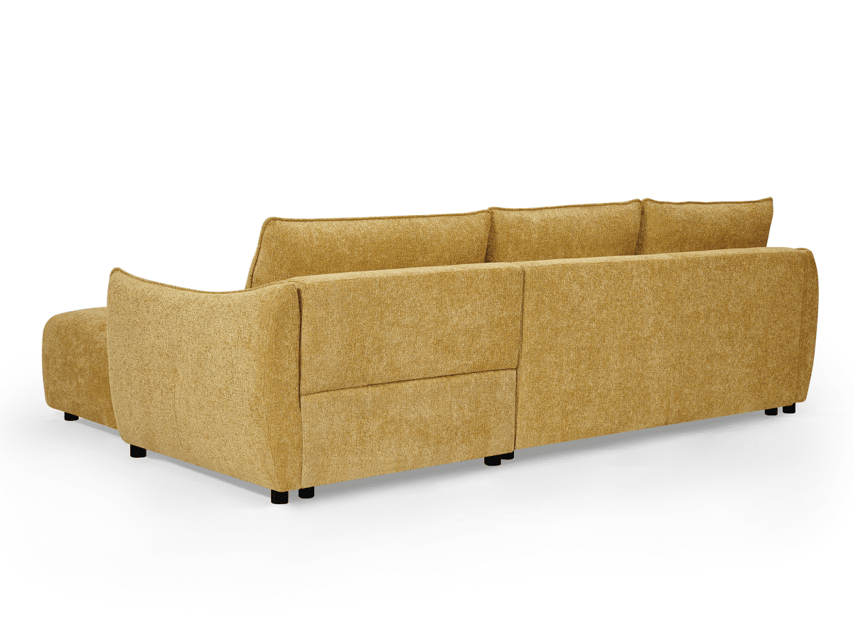 Canapé d'angle convertible et réversible en velours chiné jaune MYSA - DécoInParis