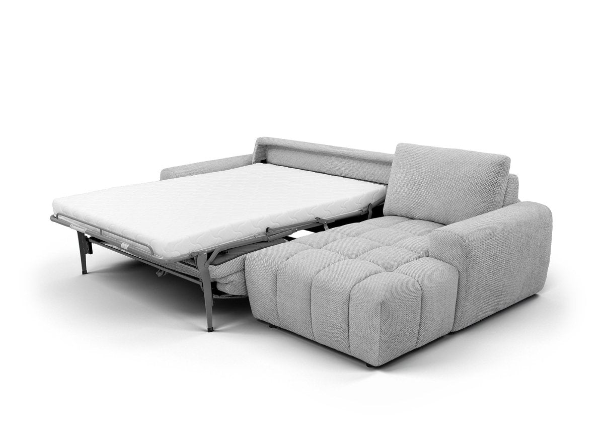 Canapé d'angle convertible ouverture express en tissu gris AGATHE - Angle droit - DécoInParis