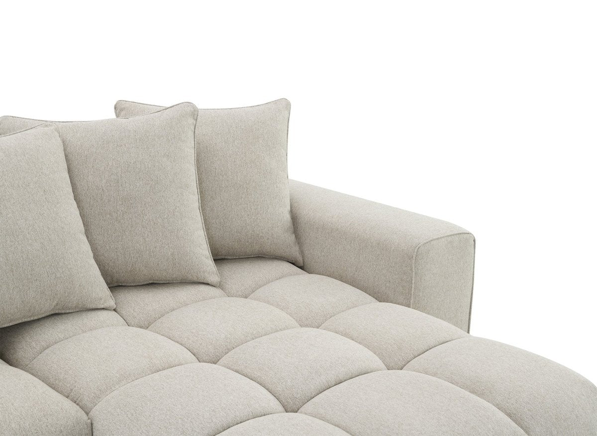 Canapé d'angle en tissu texturé beige CLARISSE - Angle droit - DécoInParis