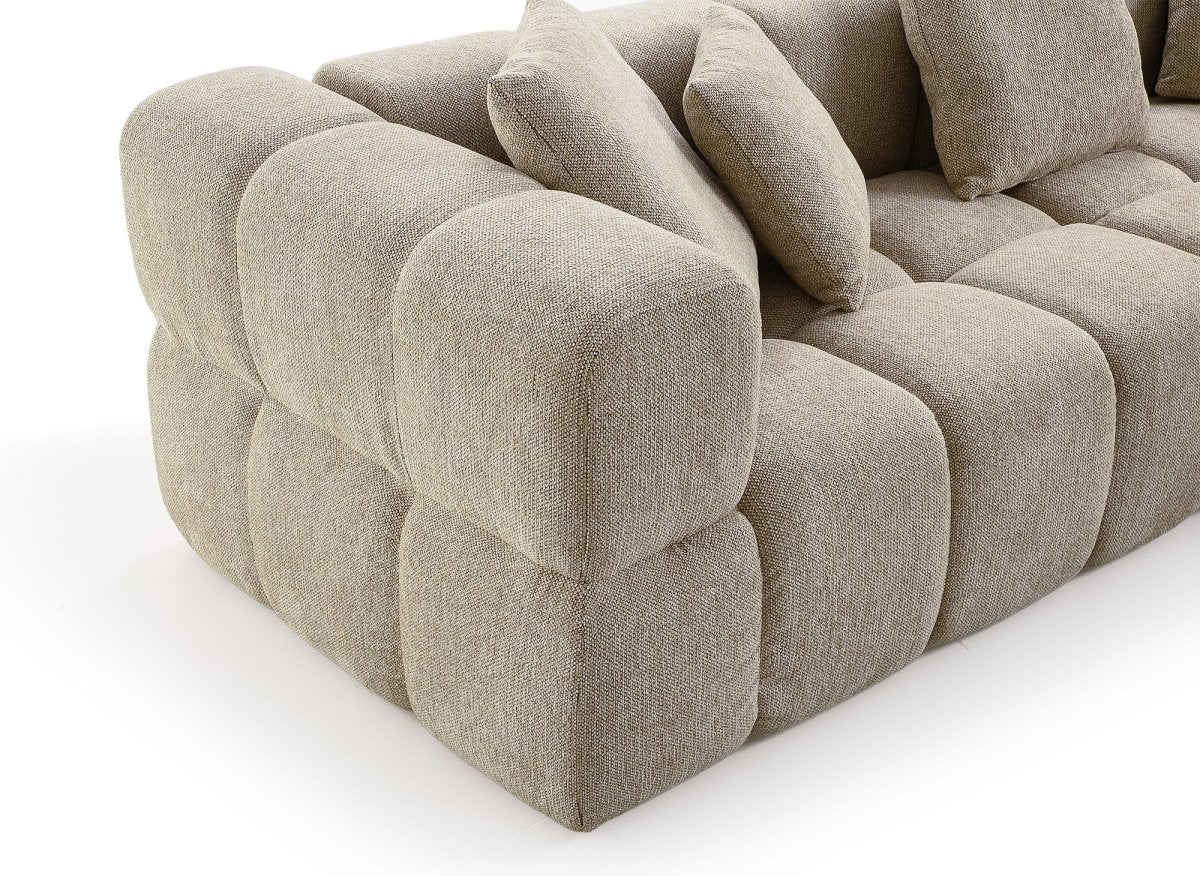 Canapé d'angle en velours texturé taupe REBECCA - DécoInParis