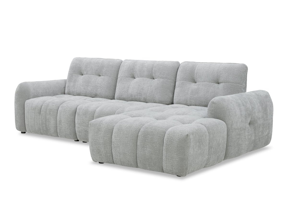 Canapé d'angle en velours tissé gris clair avec dossier réglable ADONIS - Angle droit - DécoInParis