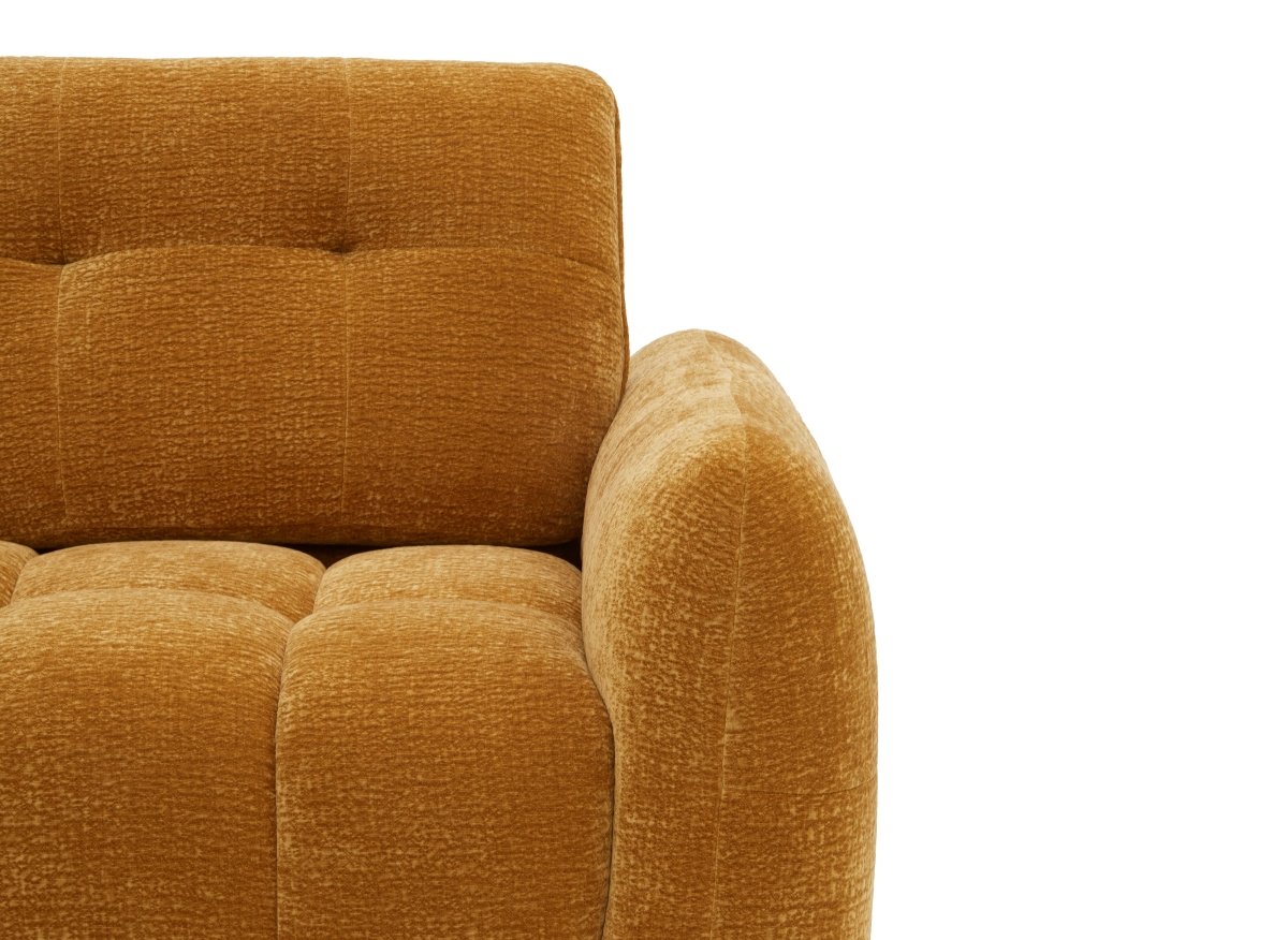 Canapé d'angle en velours tissé moutarde avec dossier réglable ADONIS - Angle gauche - DécoInParis