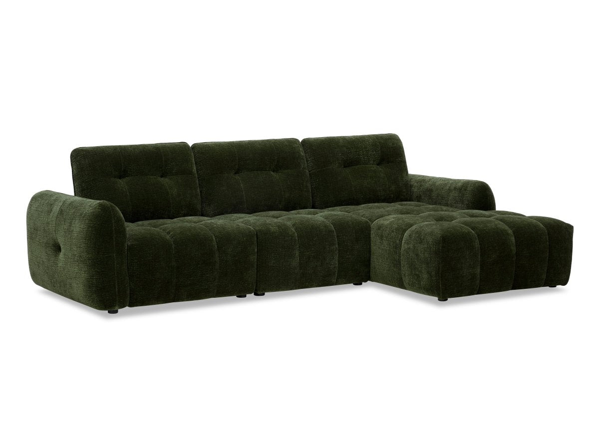 Canapé d'angle en velours tissé vert olive avec dossier réglable ADONIS - Angle droit - DécoInParis