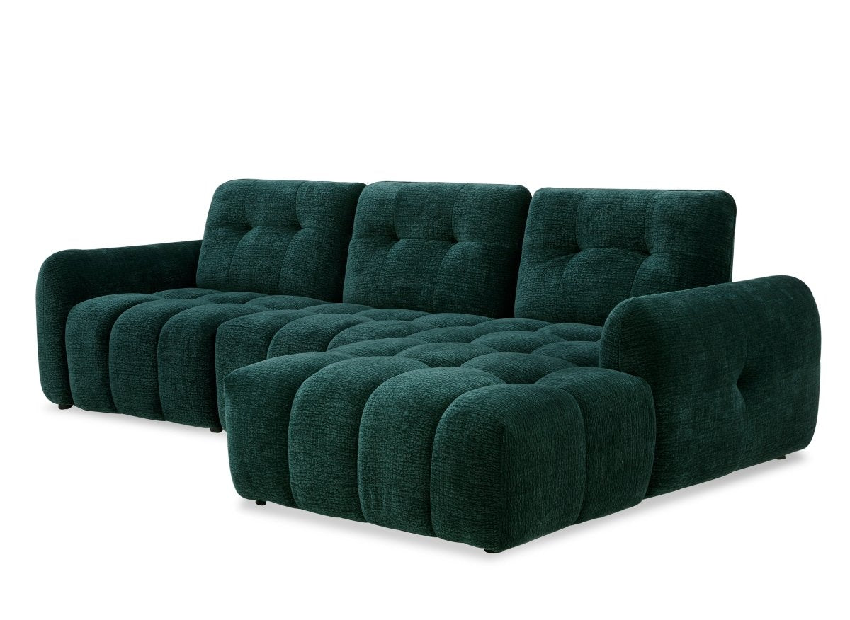 Canapé d'angle en velours tissé vert sapin avec dossier réglable ADONIS - Angle droit - DécoInParis