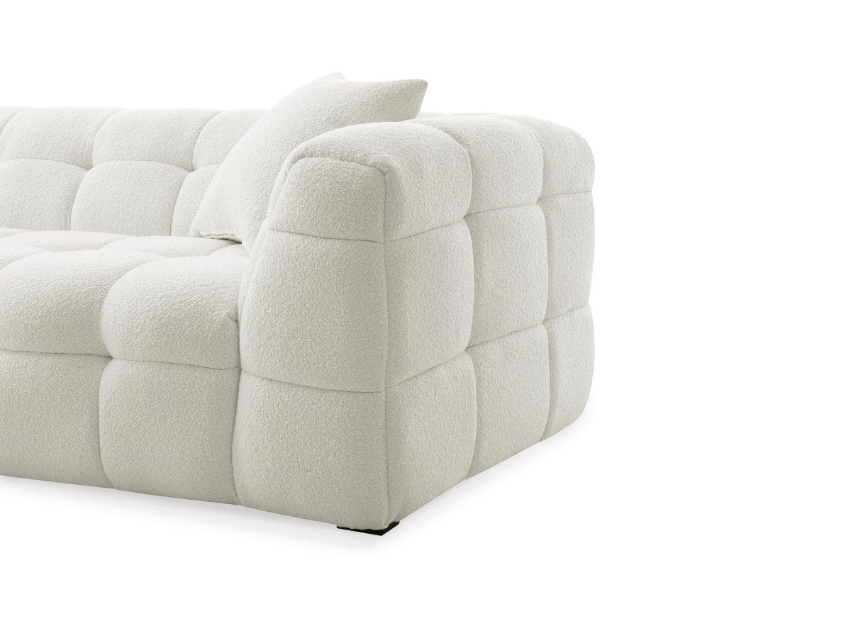 Canapé d'angle fixe effet peau de mouton blanc écru BELLA - Angle gauche - DécoInParis