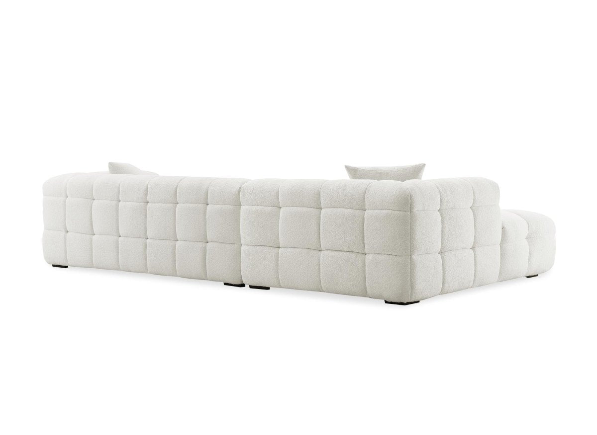 Canapé d'angle fixe effet peau de mouton blanc écru BELLA - Angle gauche - DécoInParis