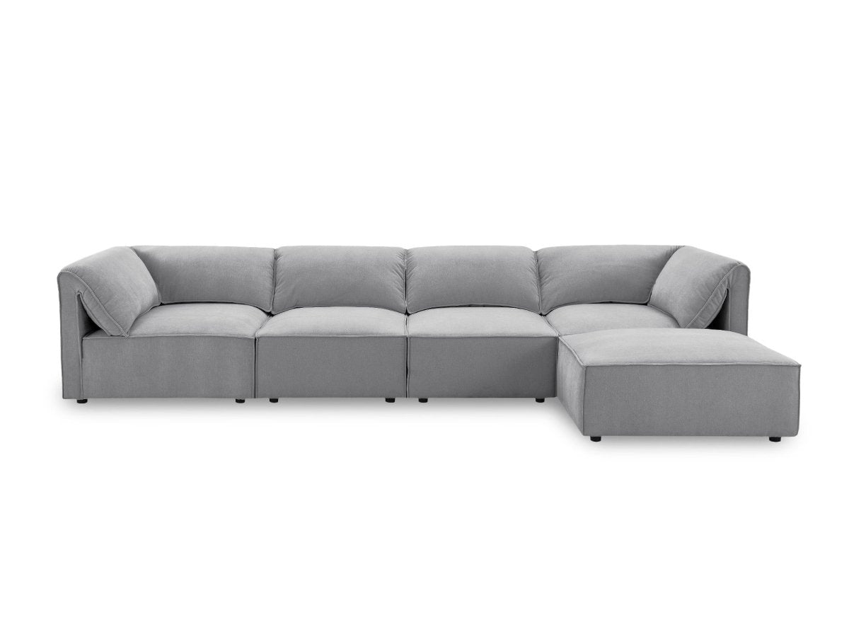 Canapé d'angle modulable en velours gris HARINA - DécoInParis