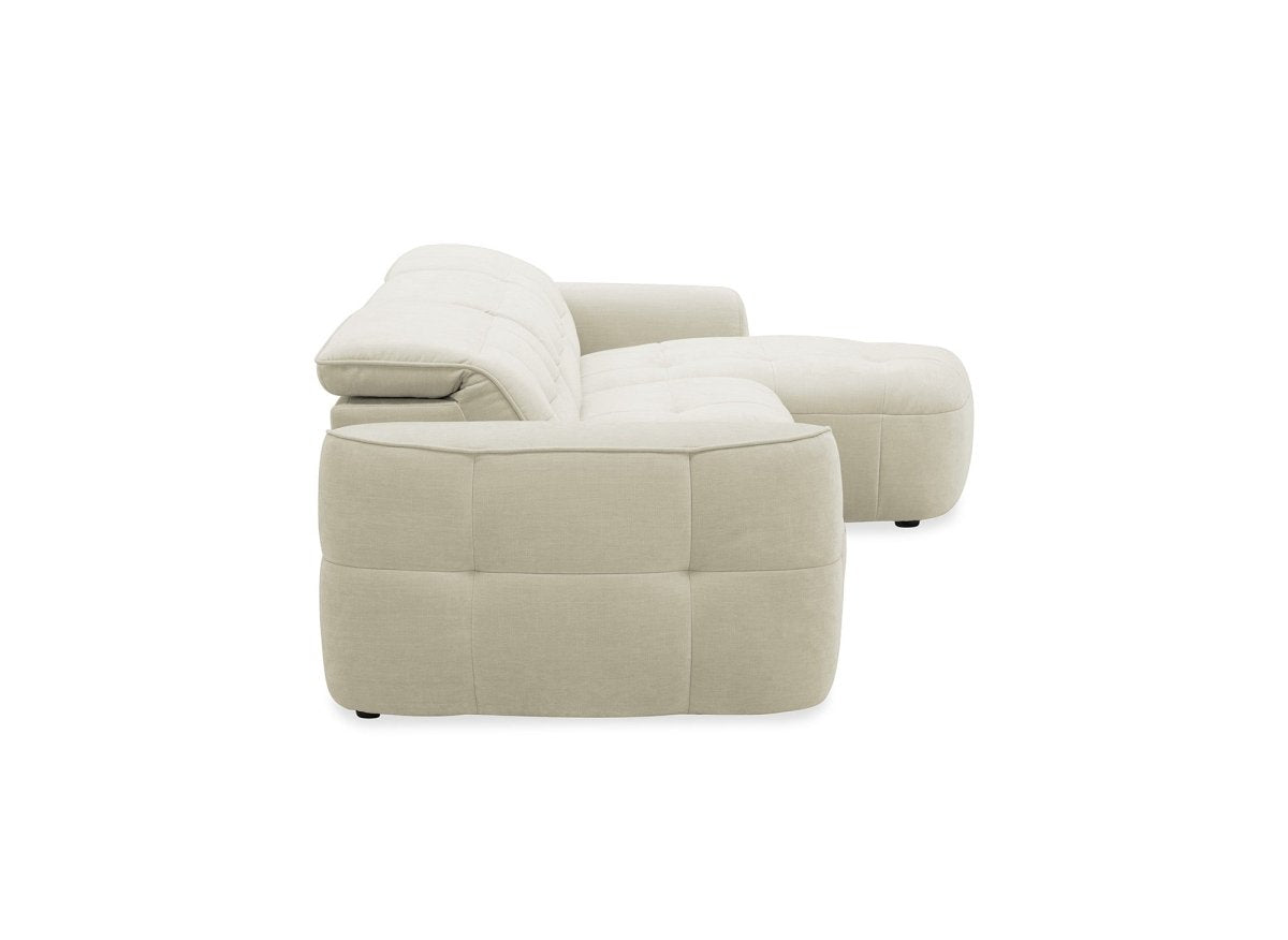 Canapé d'angle relax électrique en tissu beige FERDINAND - Angle droit - DécoInParis