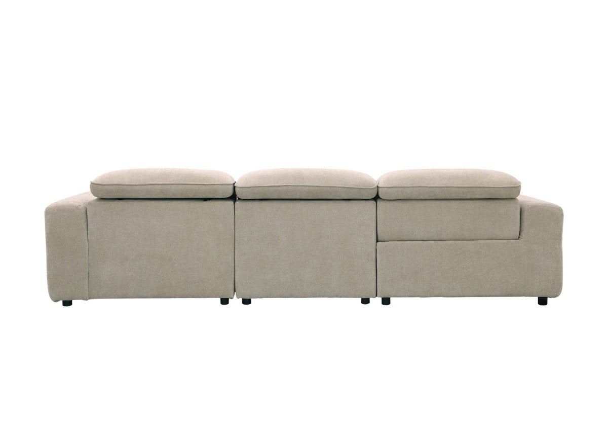 Canapé d'angle relax électrique en tissu beige ORELIA - Angle droit - DécoInParis