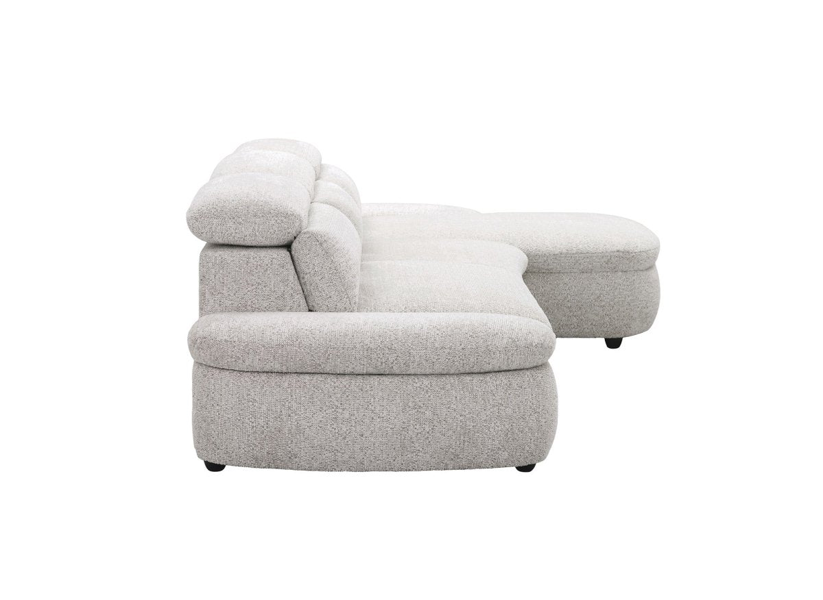 Canapé d'angle relax électrique en tissu bouclette beige CLEMENT - Angle droit - DécoInParis