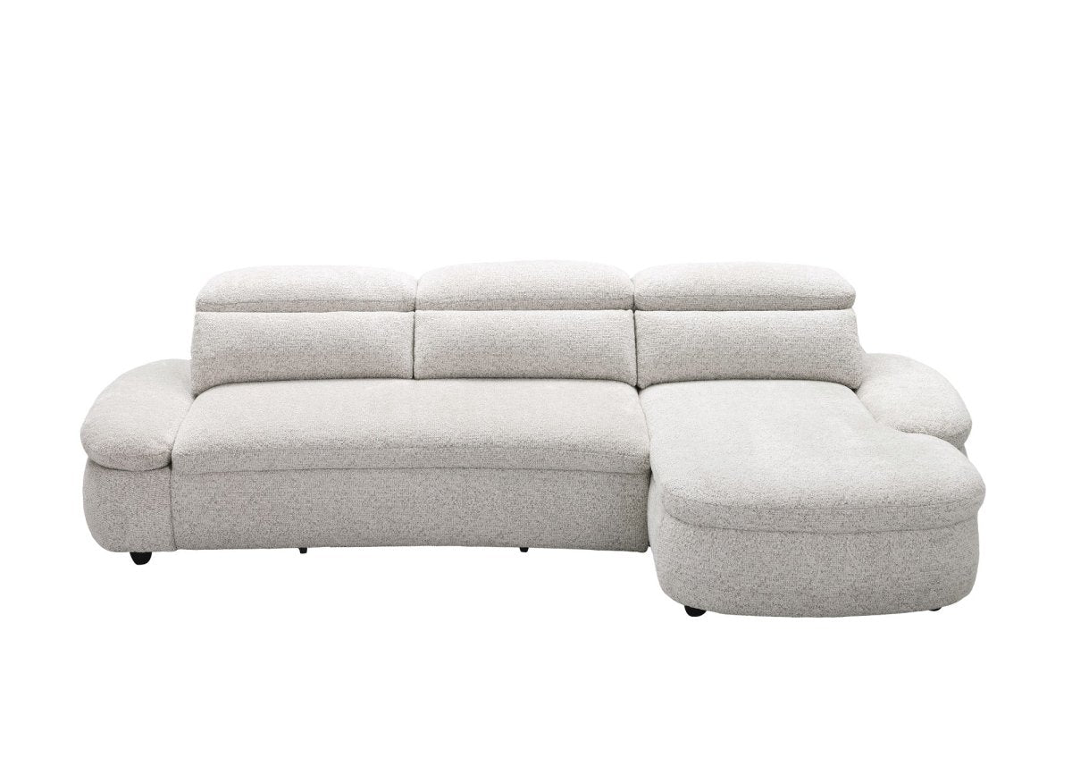 Canapé d'angle relax électrique en tissu bouclette beige CLEMENT - Angle droit - DécoInParis