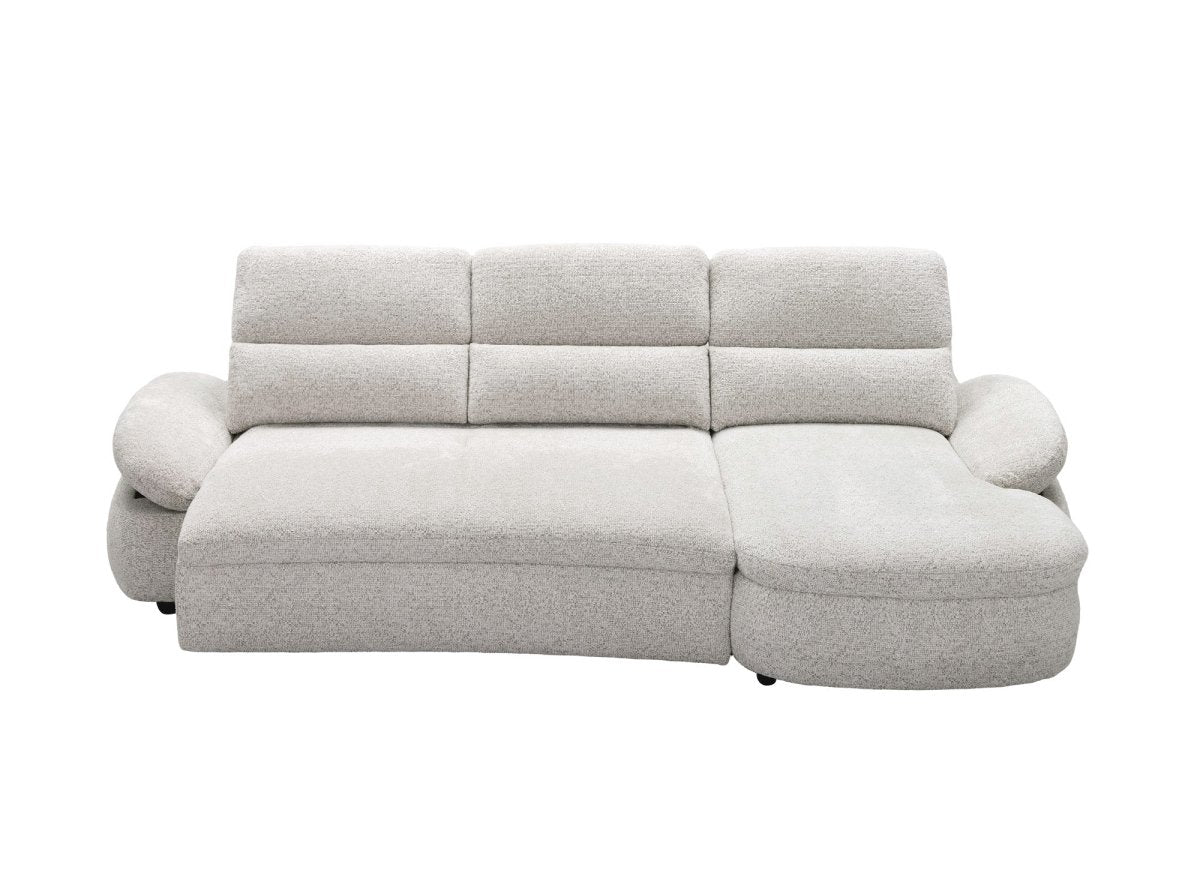 Canapé d'angle relax électrique en tissu bouclette beige CLEMENT - Angle droit - DécoInParis