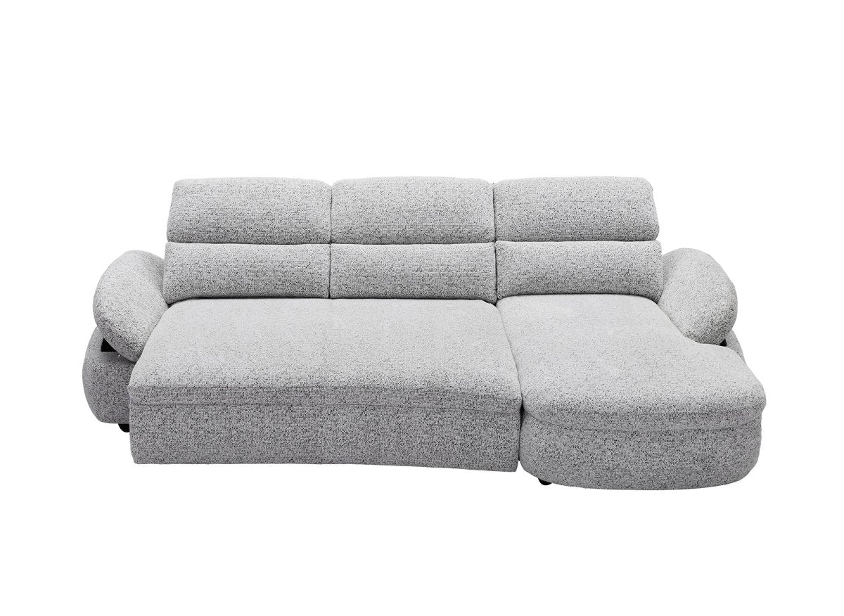 Canapé d'angle relax électrique en tissu bouclette gris CLEMENT - Angle droit - DécoInParis