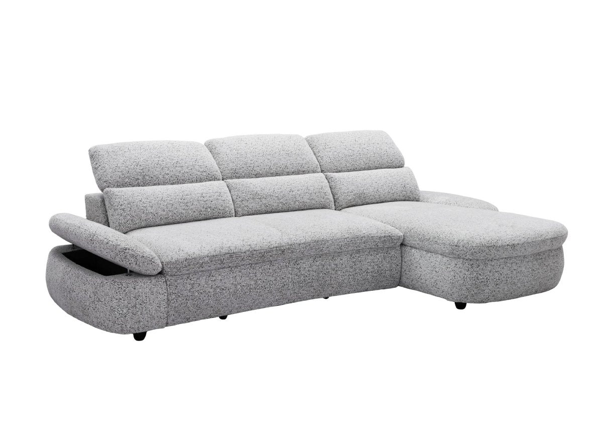 Canapé d'angle relax électrique en tissu bouclette gris CLEMENT - Angle droit - DécoInParis