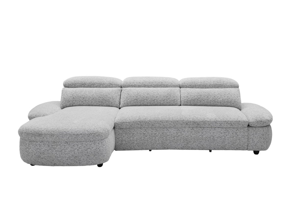 Canapé d'angle relax électrique en tissu bouclette gris CLEMENT - Angle gauche - DécoInParis