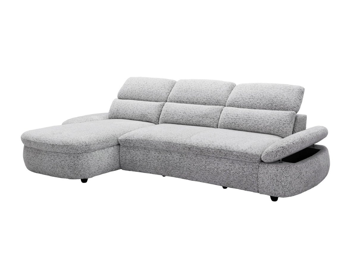 Canapé d'angle relax électrique en tissu bouclette gris CLEMENT - Angle gauche - DécoInParis