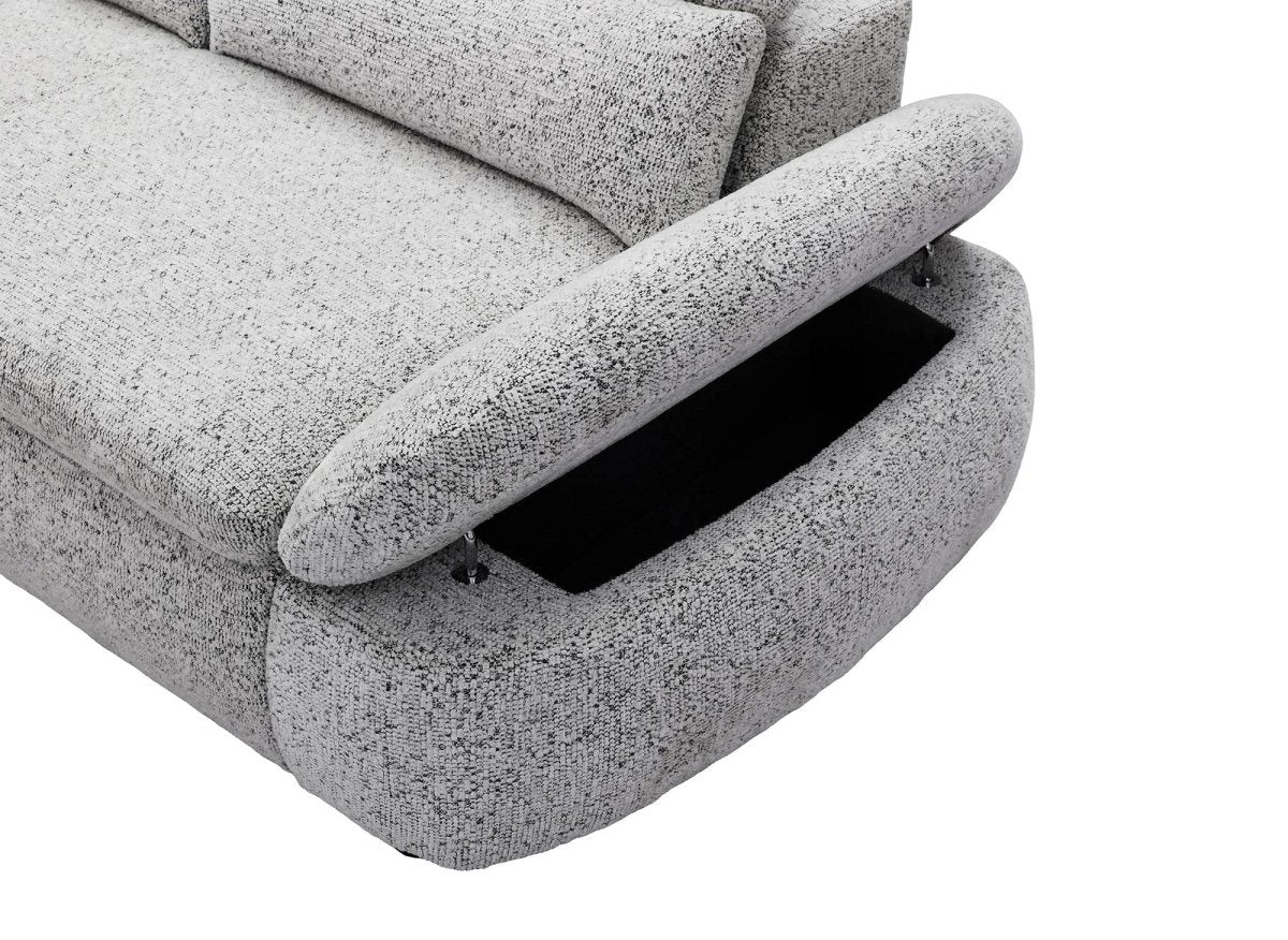 Canapé d'angle relax électrique en tissu bouclette gris CLEMENT - Angle gauche - DécoInParis