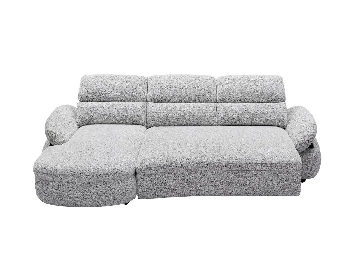 Canapé d'angle relax électrique en tissu bouclette gris CLEMENT - Angle gauche - DécoInParis