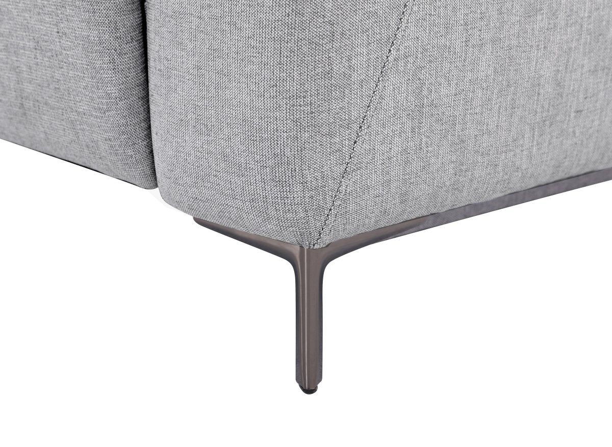 Canapé d'angle relax électrique en tissu gris clair RAFAELA - Angle gauche - DécoInParis