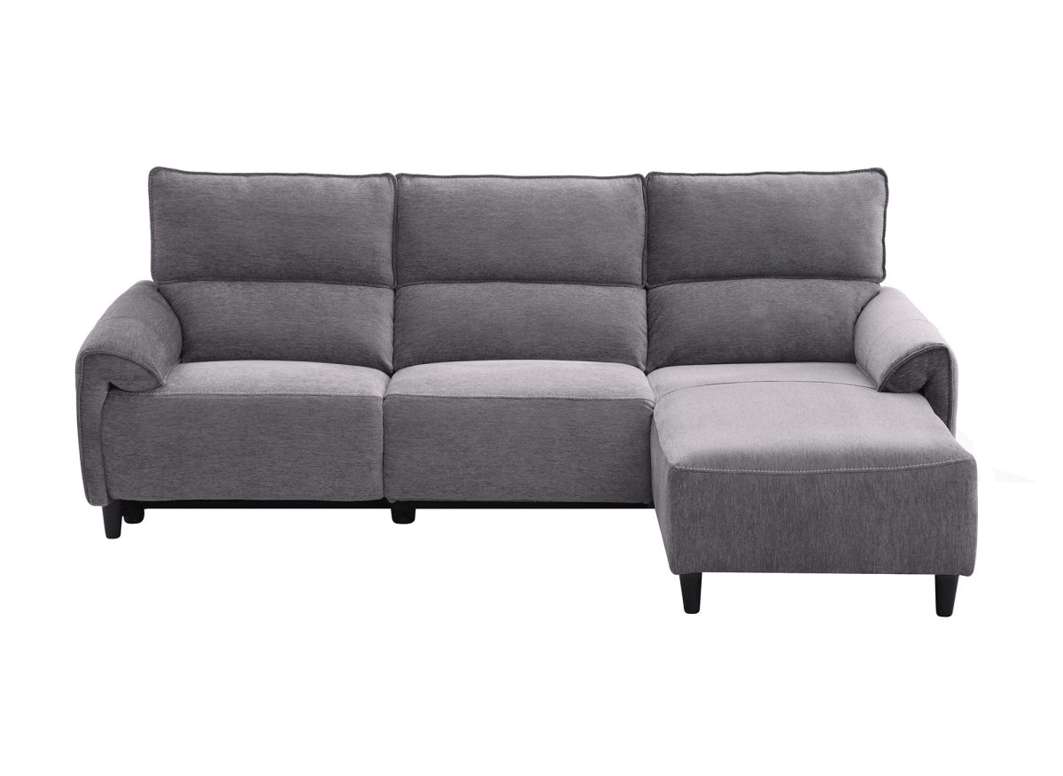 Canapé d’angle relax électrique en tissu gris foncé LUDMILA - Angle droit - DécoInParis