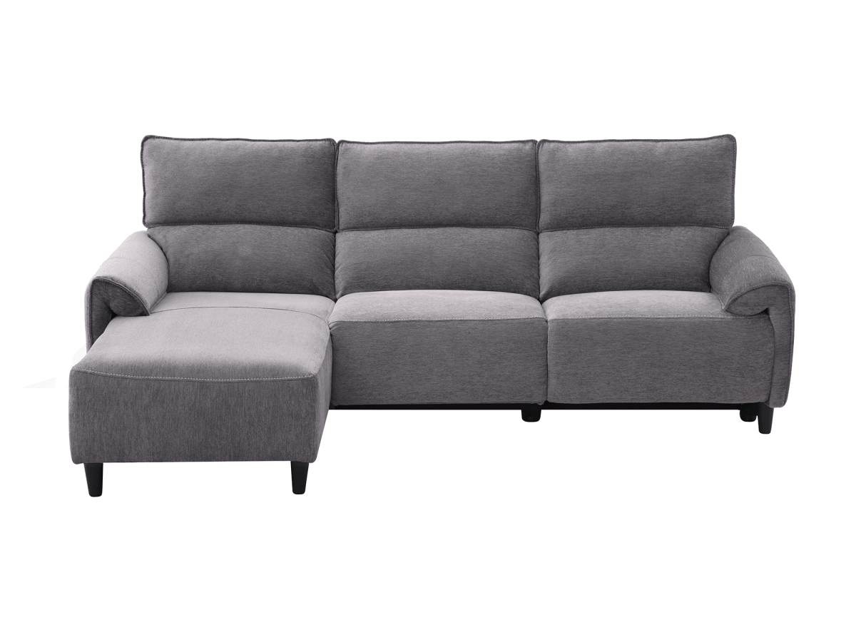 Canapé d’angle relax électrique en tissu gris foncé LUDMILA - Angle gauche - DécoInParis