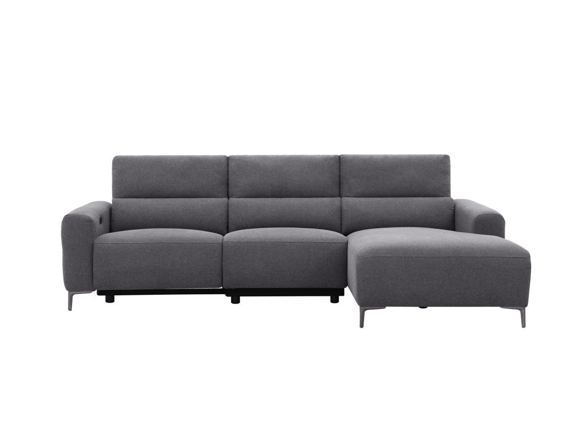 Canapé d'angle relax électrique en tissu gris foncé RAFAELA - Angle droit - DécoInParis