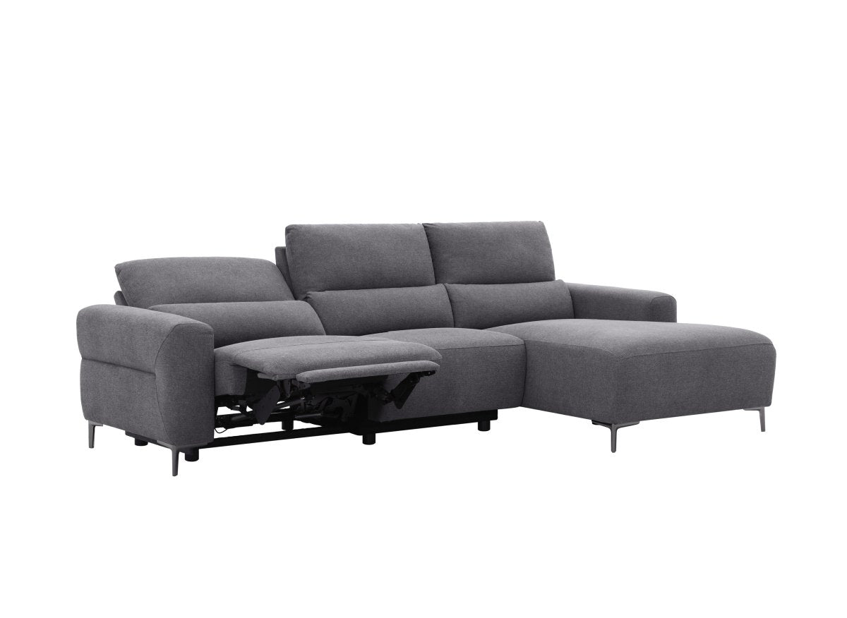 Canapé d'angle relax électrique en tissu gris foncé RAFAELA - Angle droit - DécoInParis