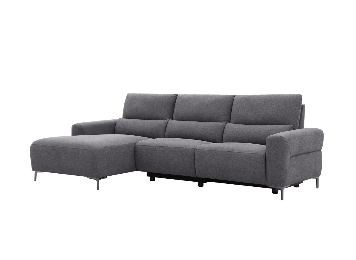 Canapé d'angle relax électrique en tissu gris foncé RAFAELA - Angle gauche - DécoInParis