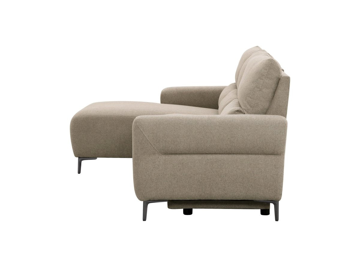 Canapé d'angle relax électrique en tissu taupe RAFAELA - Angle gauche - DécoInParis