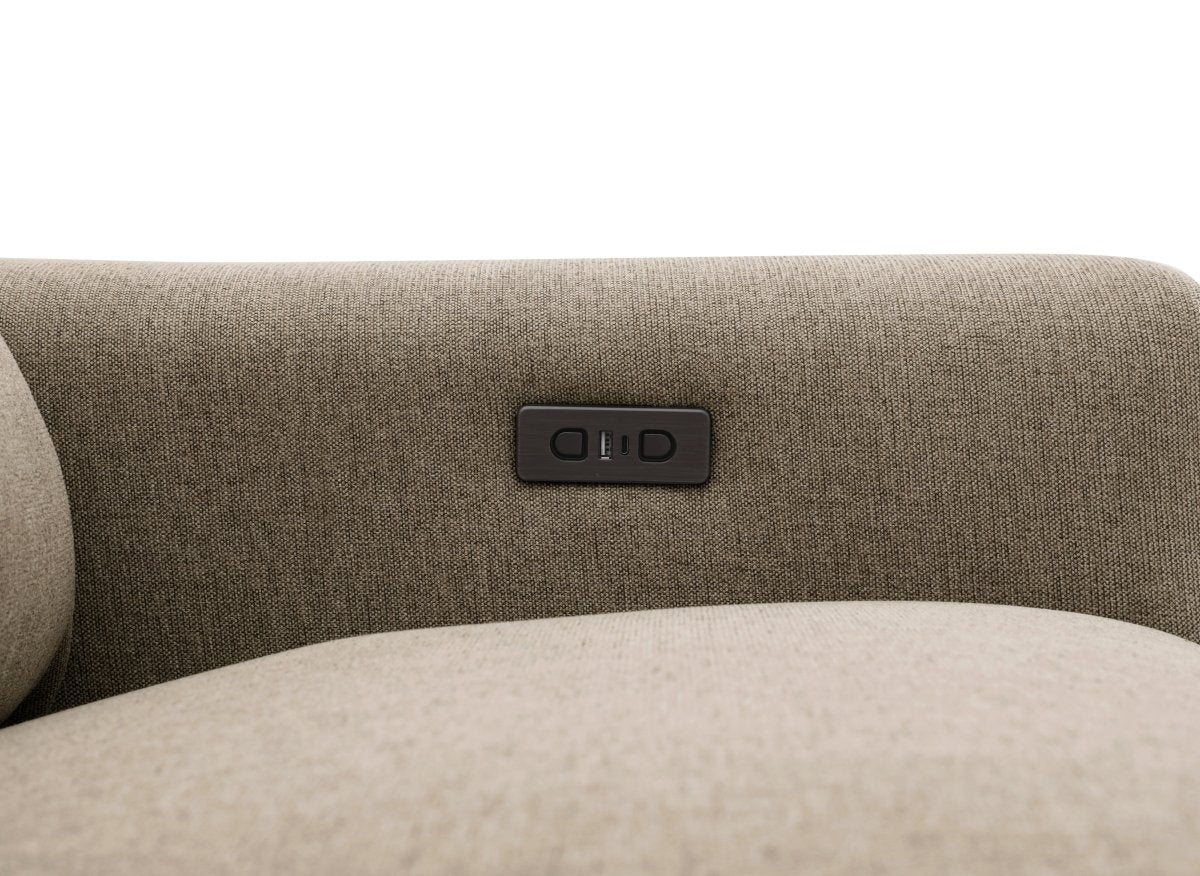 Canapé d'angle relax électrique en tissu taupe RAFAELA - Angle gauche - DécoInParis