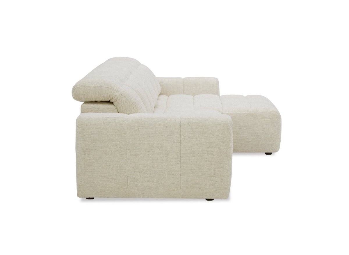 Canapé d'angle relax électrique en velours chiné beige DANIA - Angle droit - DécoInParis