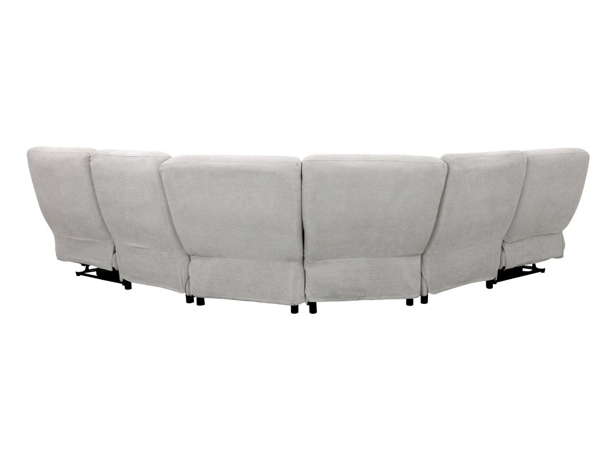 Canapé d'angle relax électrique en velours chiné beige PALMIRE - DécoInParis